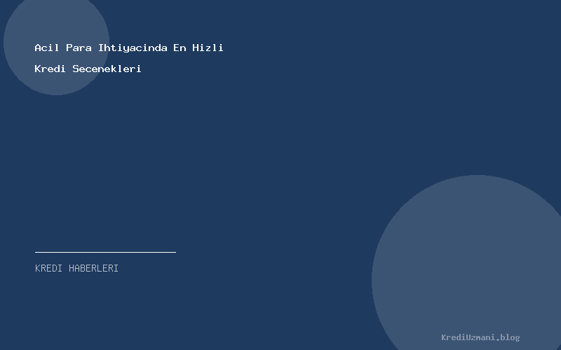 Acil Para Ihtiyacinda En Hizli Kredi Secenekleri